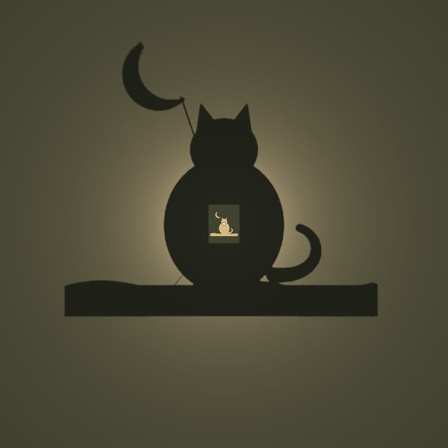 Cat and moon shadow lamp