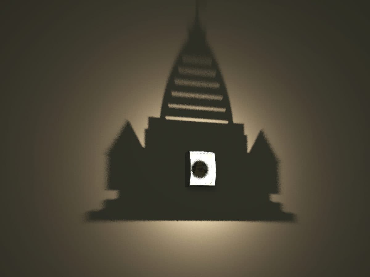 Temple, lit shadow lamp