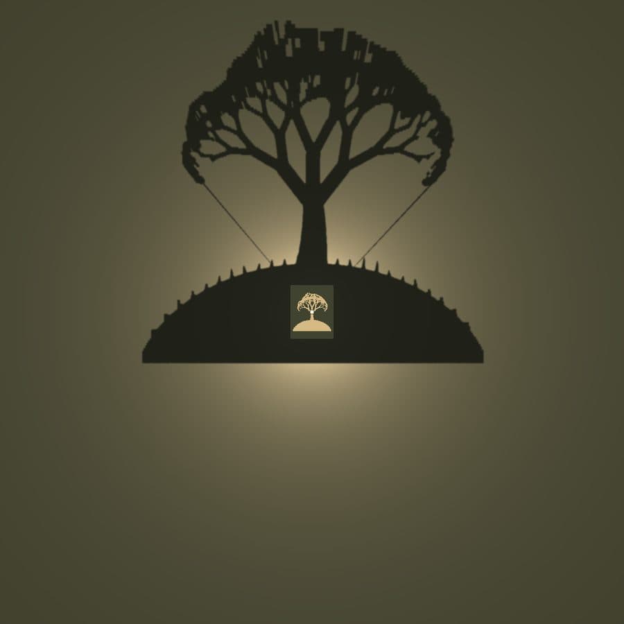 Tree on a hill shadow lamp
