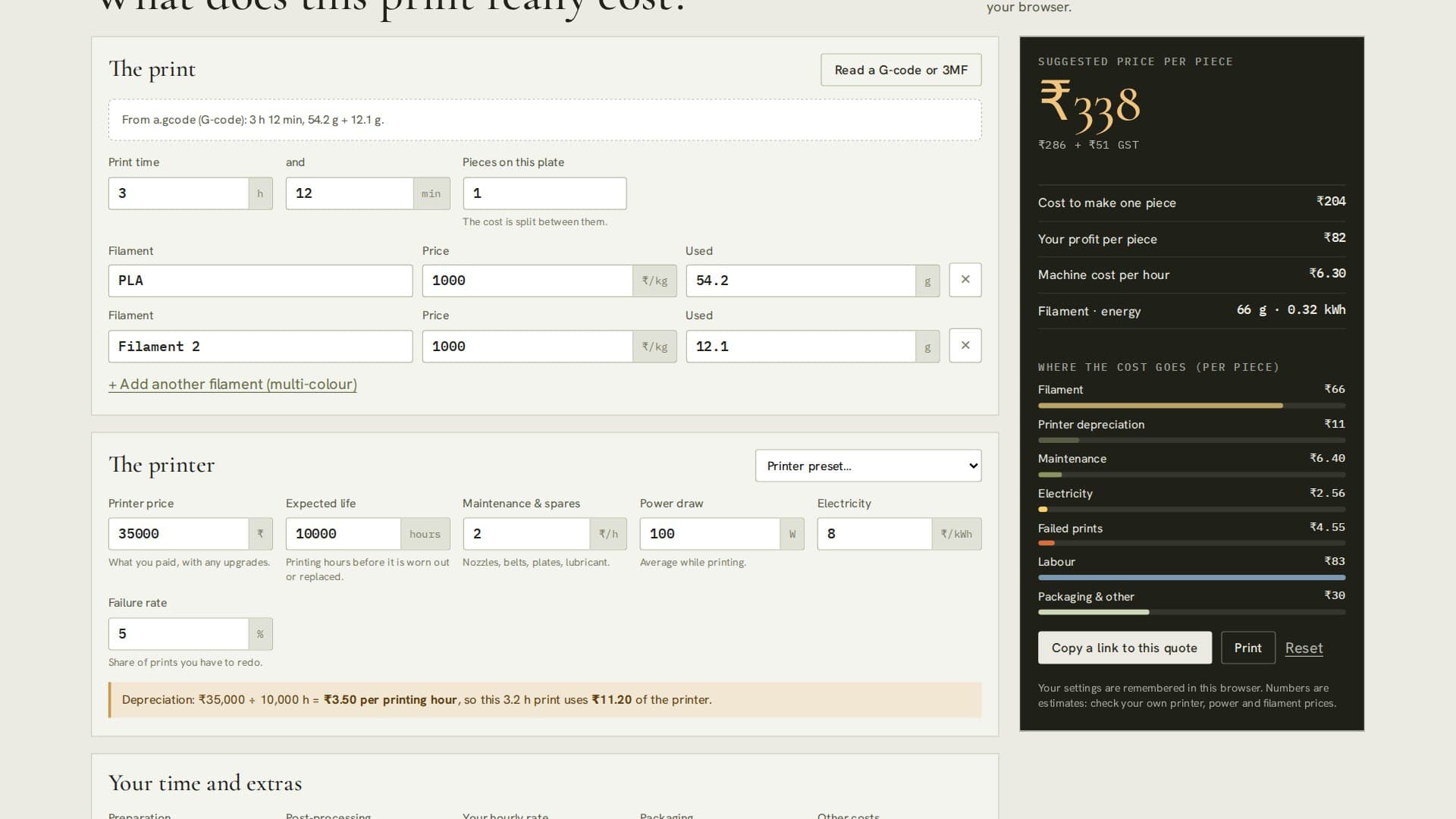 Print Cost Calculator